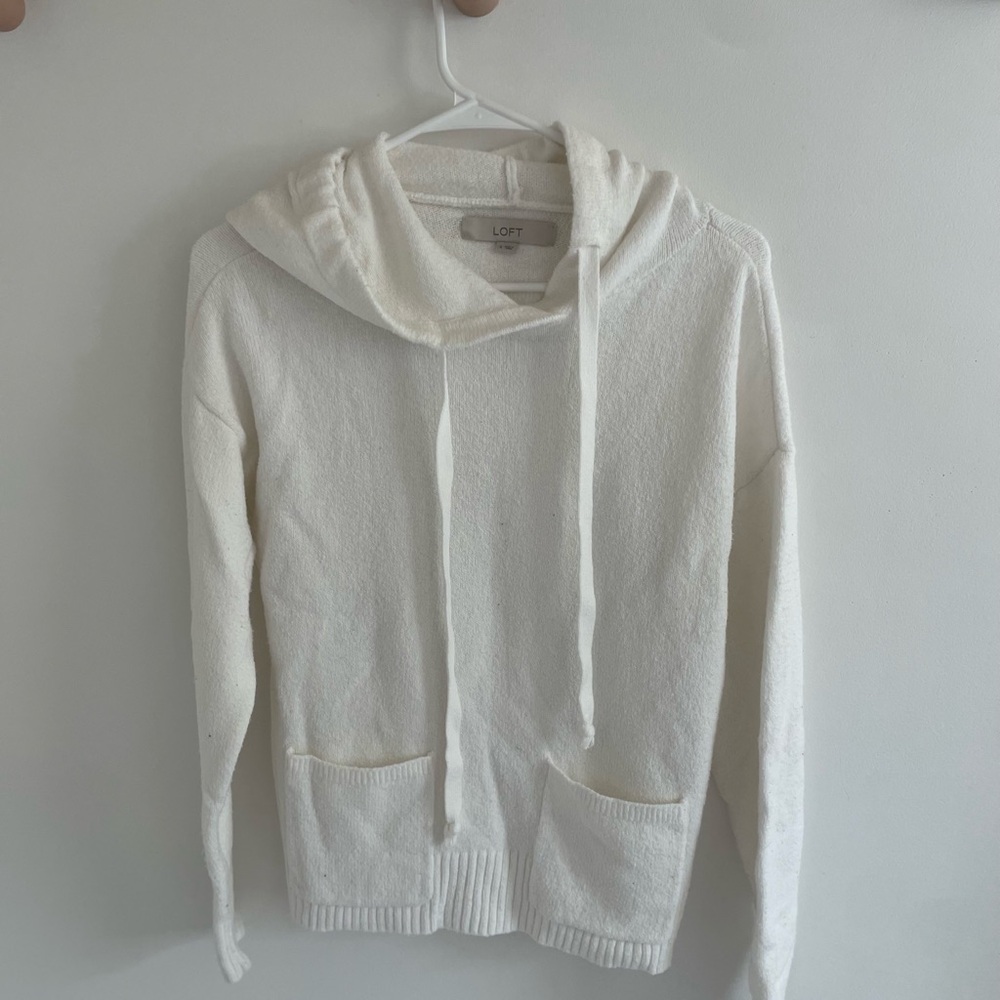 LOFT Women's Cream Hooded Sweater